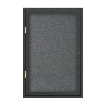 United Visual Products Single Door Enclosed Radius EZ Tack Board, 24"x36", Satin/Blue UV7001EZ-BLUE-SATIN